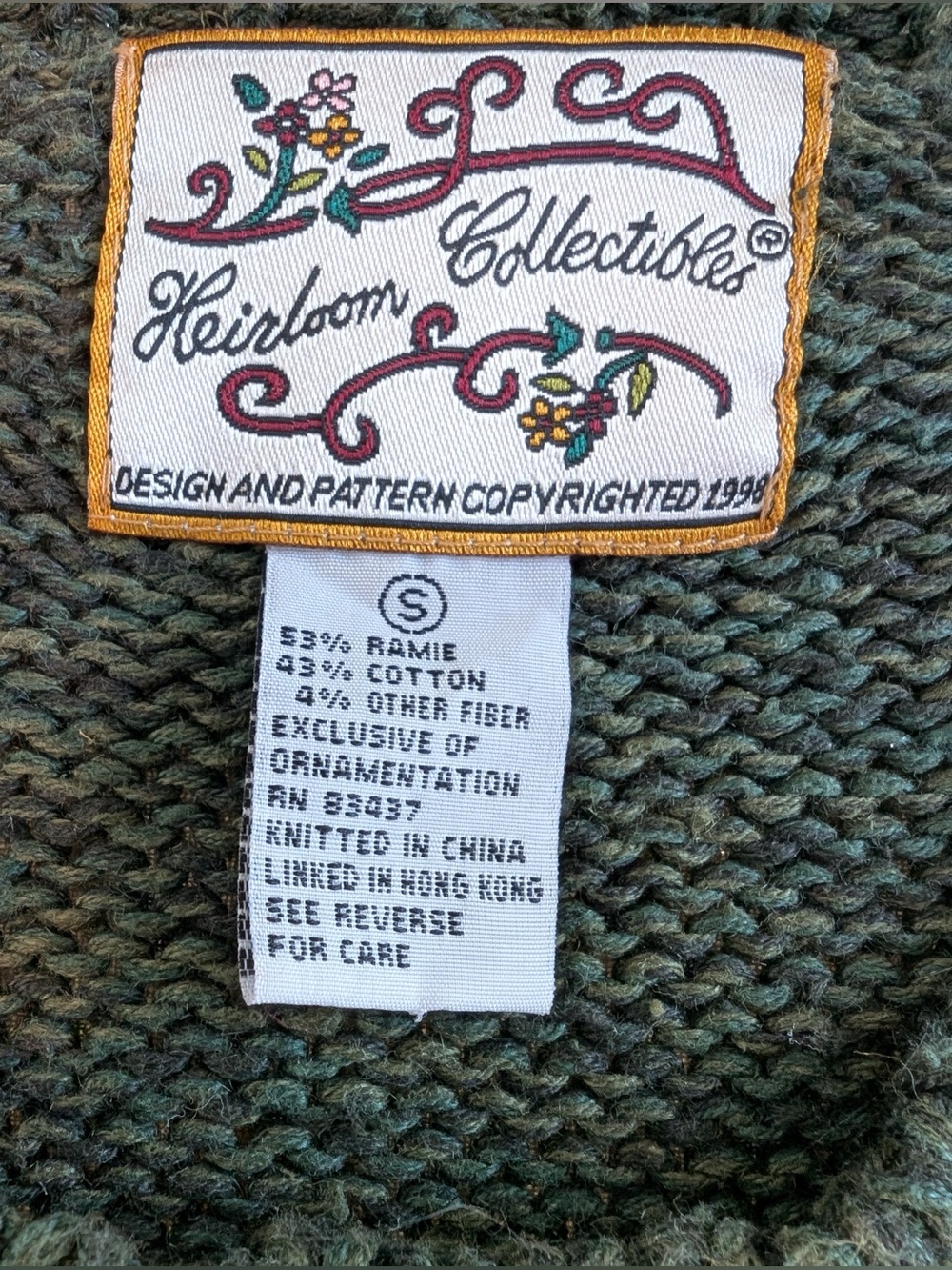 Heirloom Collectibles Women’s Fall Thanksgiving Knit Cardigan Green Size Small - Picture 6 of 9